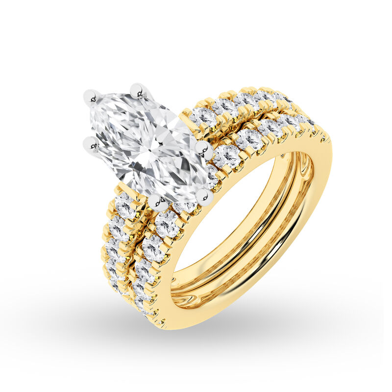 Marquise-Cut Lab Grown 5ctw. Diamond Classic Engagement Ring Set in 14k Yellow Gold image number null